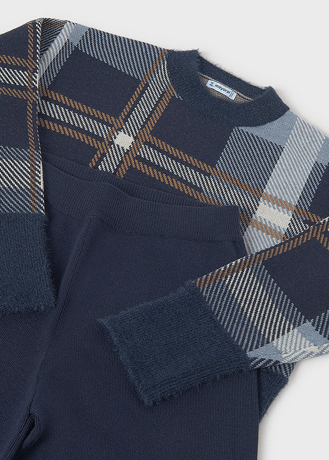 Conj.calça tricô jacquard - Marinho