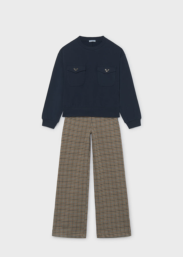 Conj. calça jacquard - Marinho