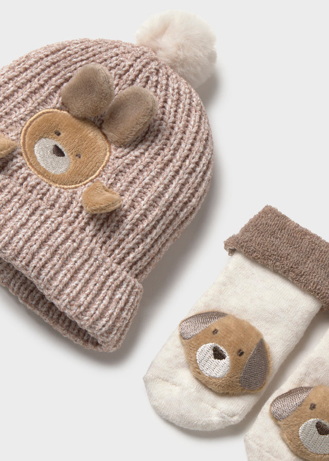Conjunto de gorro e meias - Moca mez