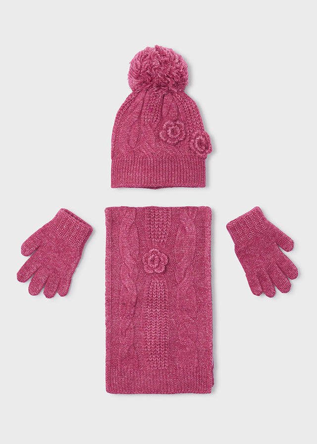 Conj. gorro cachecol flores 3 - Petala mez