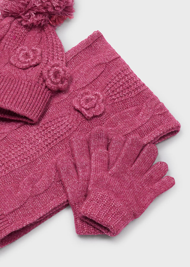 Conj. gorro cachecol flores 3 - Petala mez