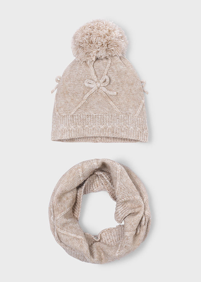 Conj. gorro cachecol laços - Hojaldre
