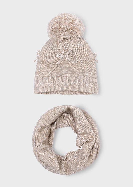 Conj. gorro cachecol laços - Hojaldre