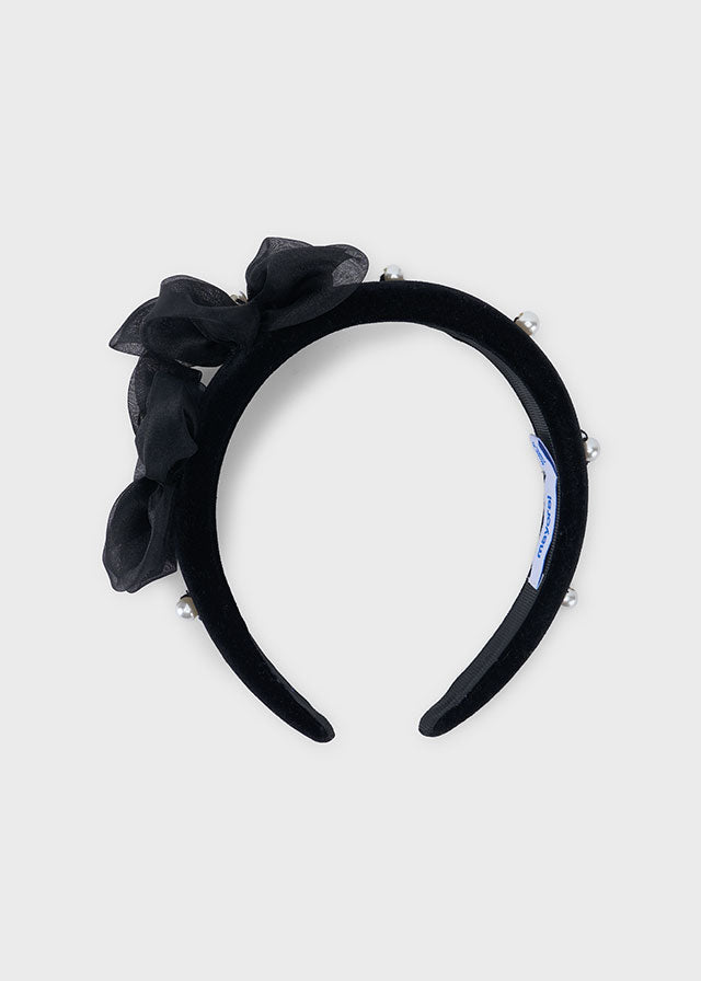Bandolete flores aveludada - Preto