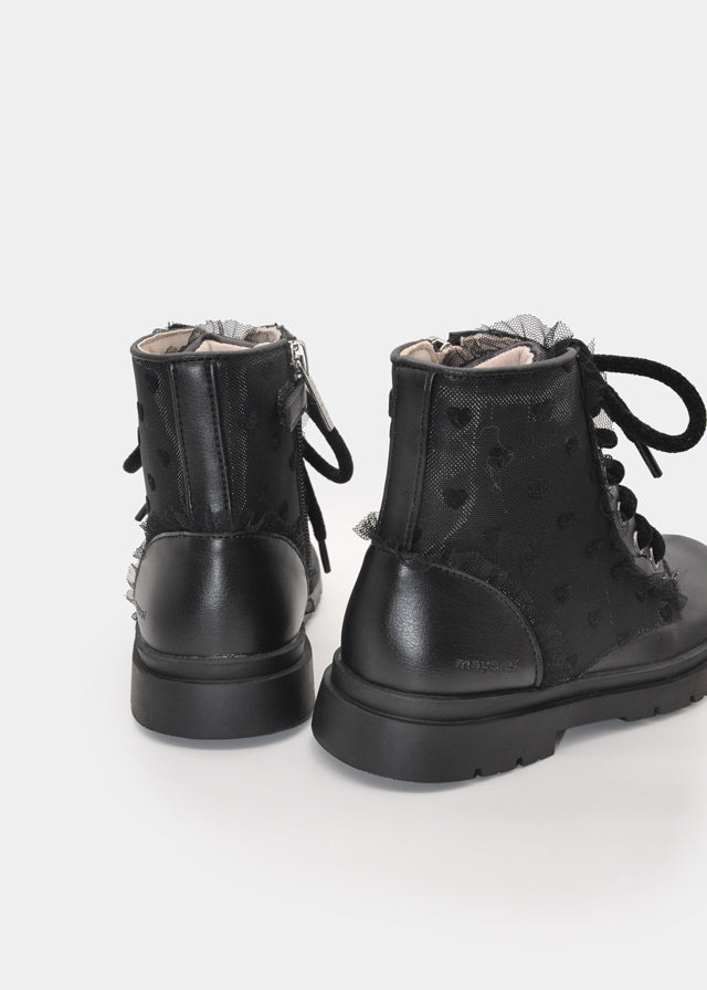 Bota rendada - Preto