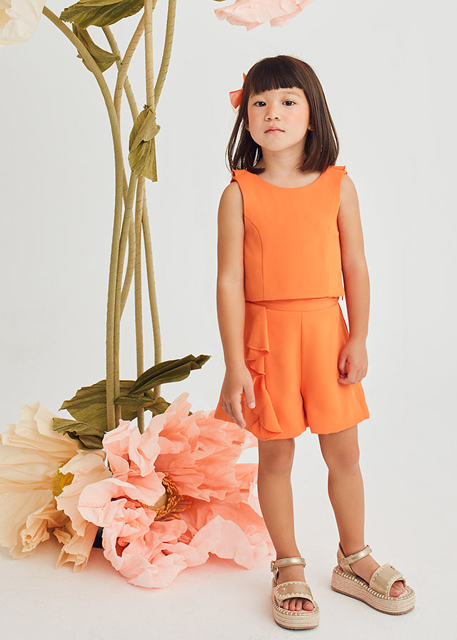 Conj. bermuda crepe folhos - Abel & Lula - A&L Mini Menina - SS25-5232