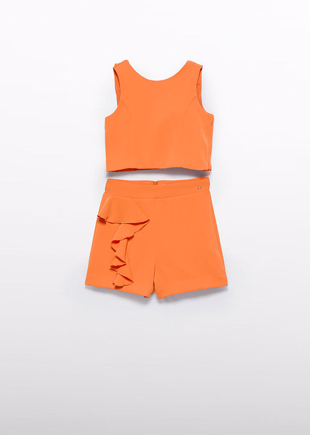 Conj. bermuda crepe folhos - Abel & Lula - A&L Mini Menina - SS25-5232