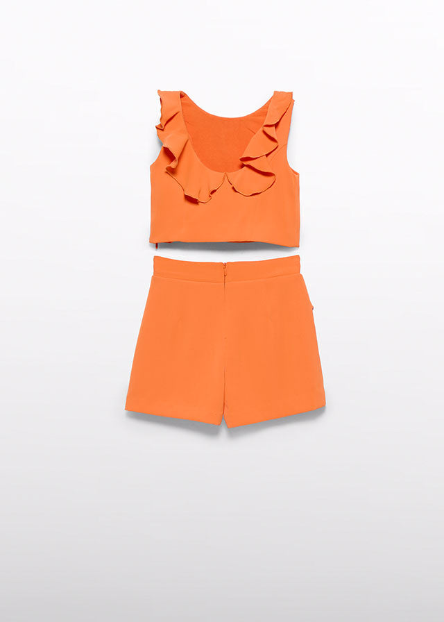 Conj. bermuda crepe folhos - Abel & Lula - A&L Mini Menina - SS25-5232
