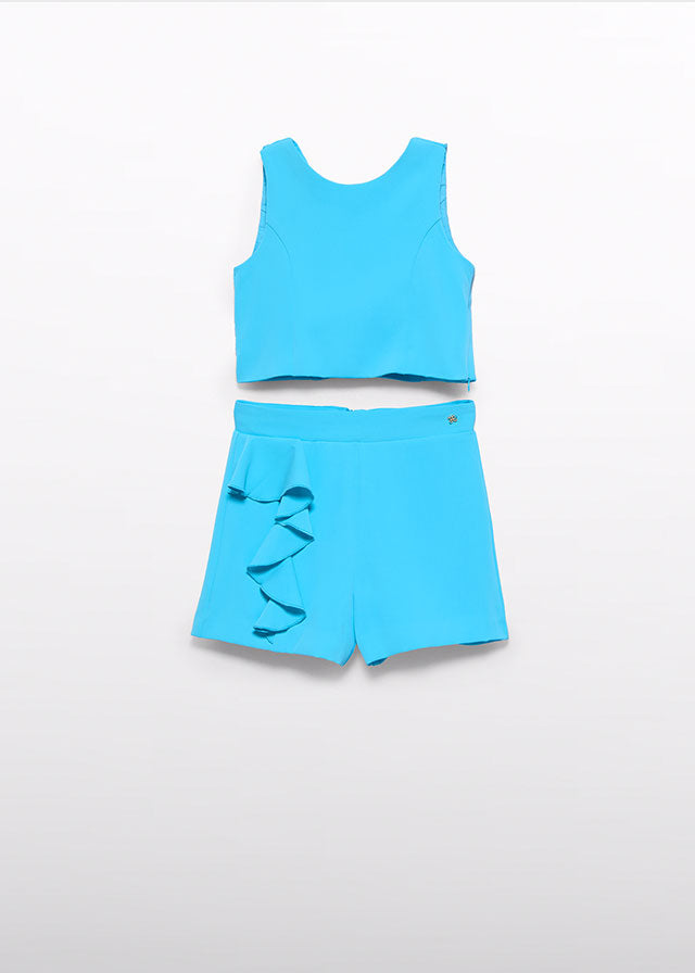 Conj. bermuda crepe folhos - Abel & Lula - A&L Mini Menina - SS25-5232