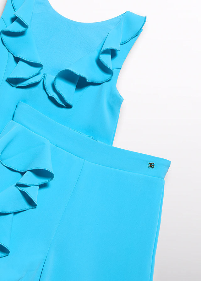 Conj. bermuda crepe folhos - Abel & Lula - A&L Mini Menina - SS25-5232
