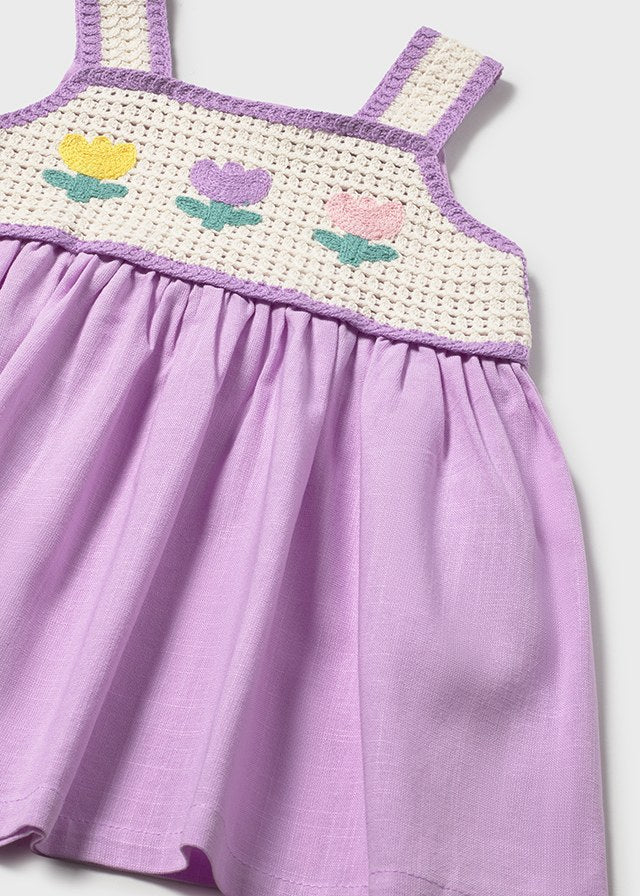 Vestido combinado crochet - mayoral - Baby menina - SS26-1931