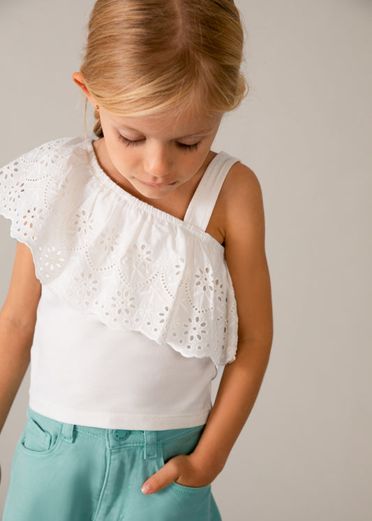 Blusa alças perfurada - mayoral - Mini Menina - SS26-3022