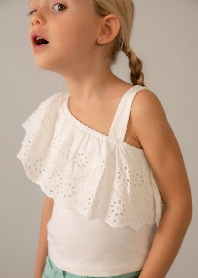 Blusa alças perfurada - mayoral - Mini Menina - SS26-3022