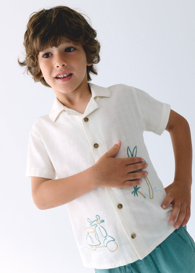 Camisa m/curta bordados - mayoral - Mini Menino - SS26-3114