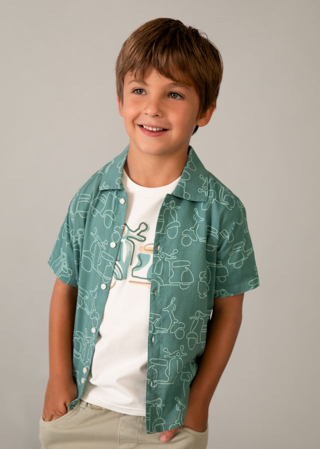 Camisa m/curta estampada - mayoral - Mini Menino - SS26-3115
