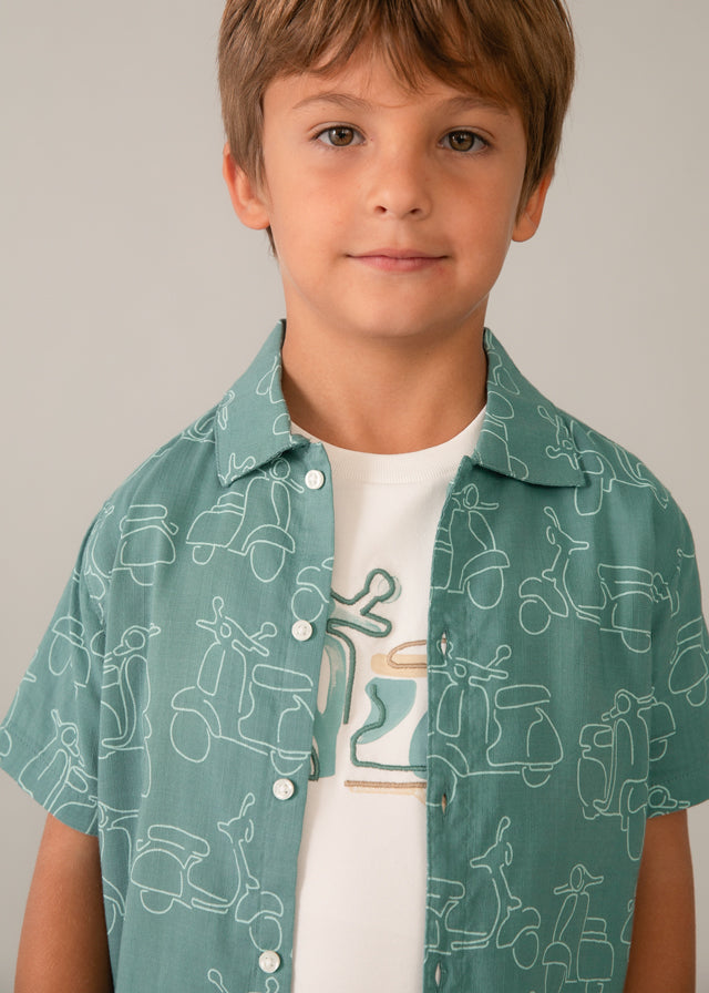 Camisa m/curta estampada - mayoral - Mini Menino - SS26-3115