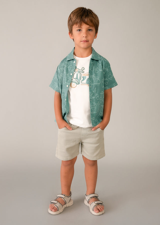 Camisa m/curta estampada - mayoral - Mini Menino - SS26-3115