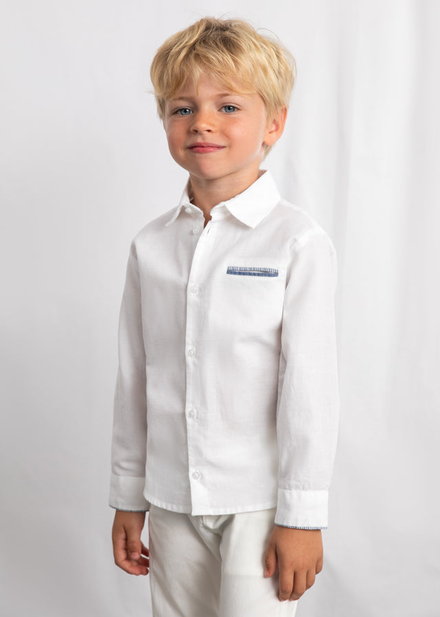 Camisa m/comp. linho - mayoral - Mini Menino - SS26-3117
