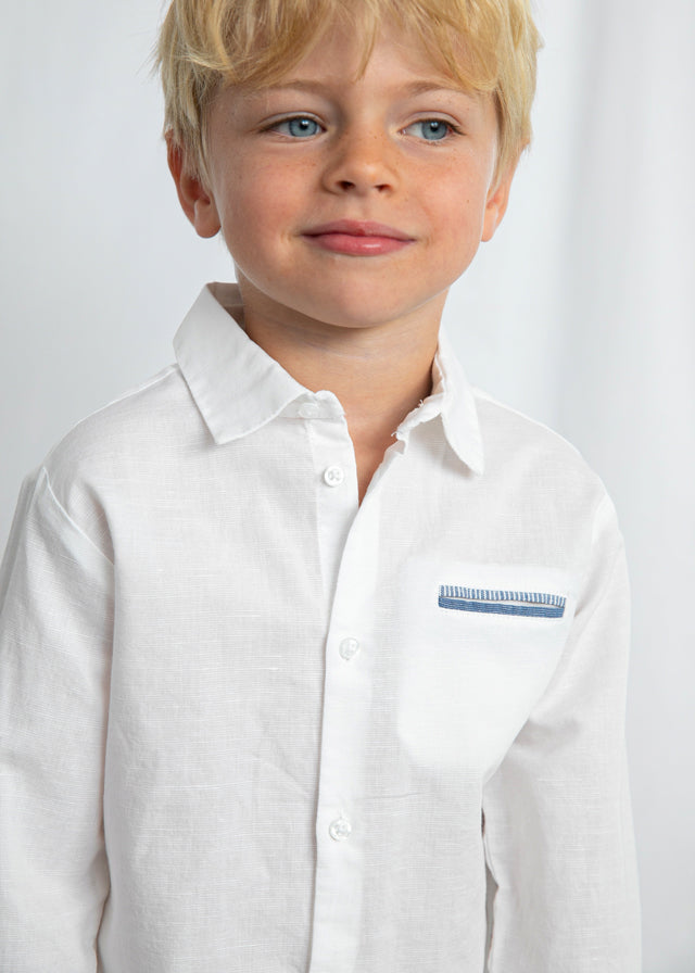 Camisa m/comp. linho - mayoral - Mini Menino - SS26-3117