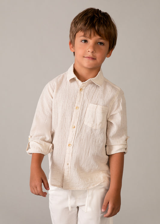 Camisa m/comp.linho - mayoral - Mini Menino - SS26-3119
