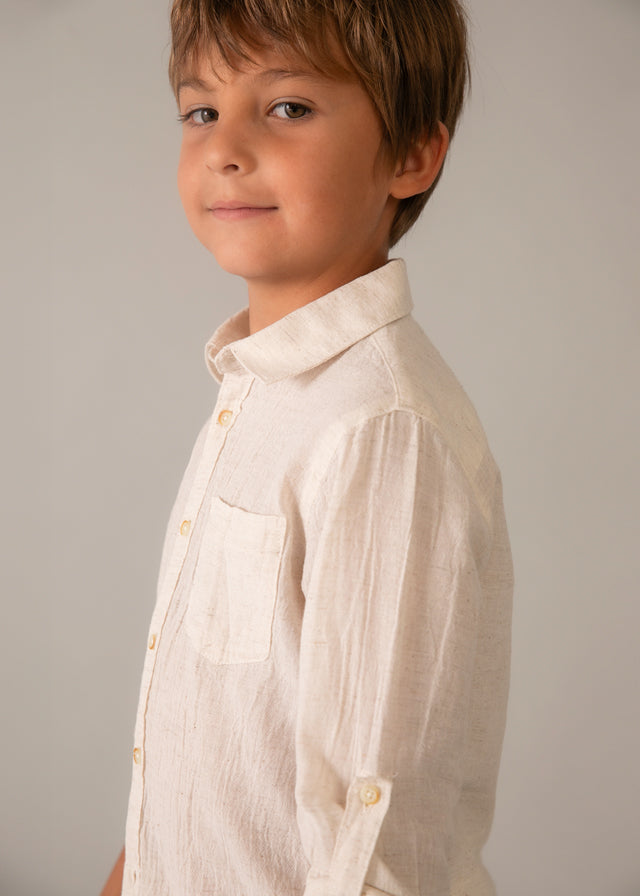 Camisa m/comp.linho - mayoral - Mini Menino - SS26-3119