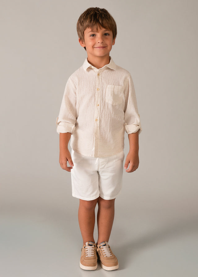 Camisa m/comp.linho - mayoral - Mini Menino - SS26-3119