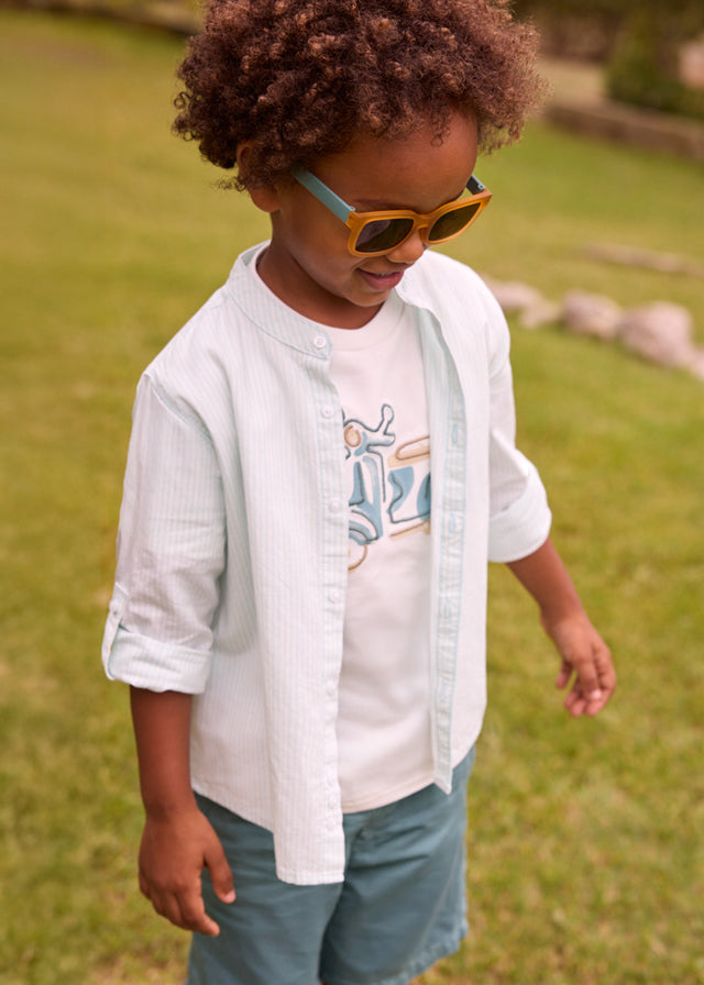 Camisa m/comp. riscas - mayoral - Mini Menino - SS26-3121