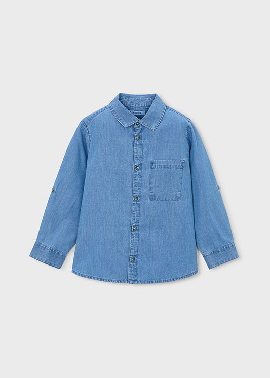 Camisa m/comp. denim - mayoral - Mini Menino - SS26-3122