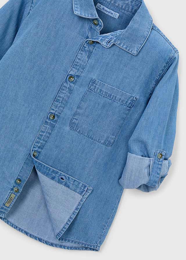 Camisa m/comp. denim - mayoral - Mini Menino - SS26-3122
