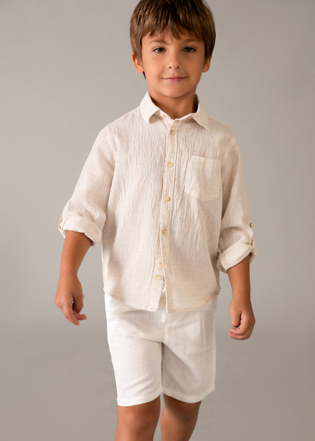 Bermuda linho relaxed - mayoral - Mini Menino - SS26-3202