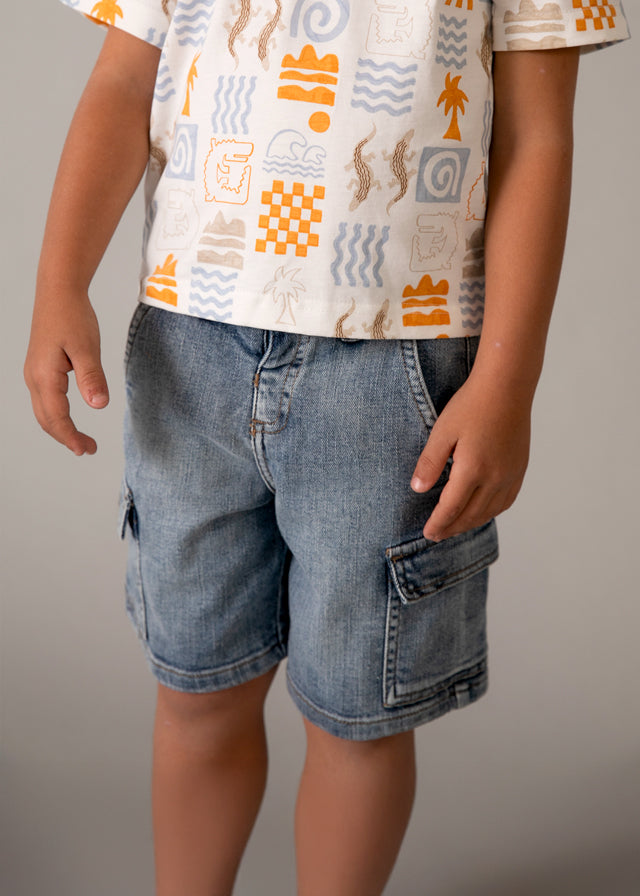 Bermuda jeans super cargo - mayoral - Mini Menino - SS26-3206