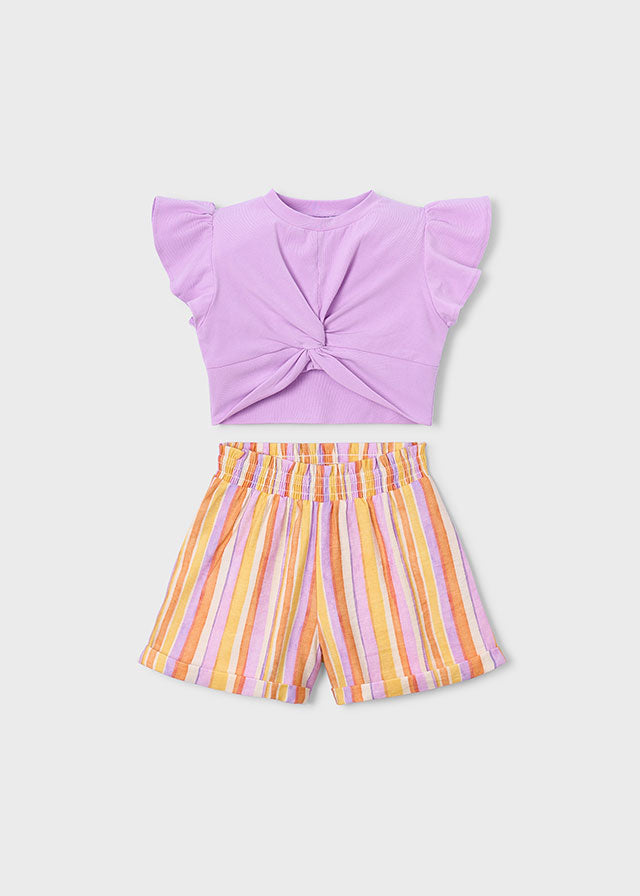 Conj. short riscas - mayoral - Mini Menina - SS26-3227