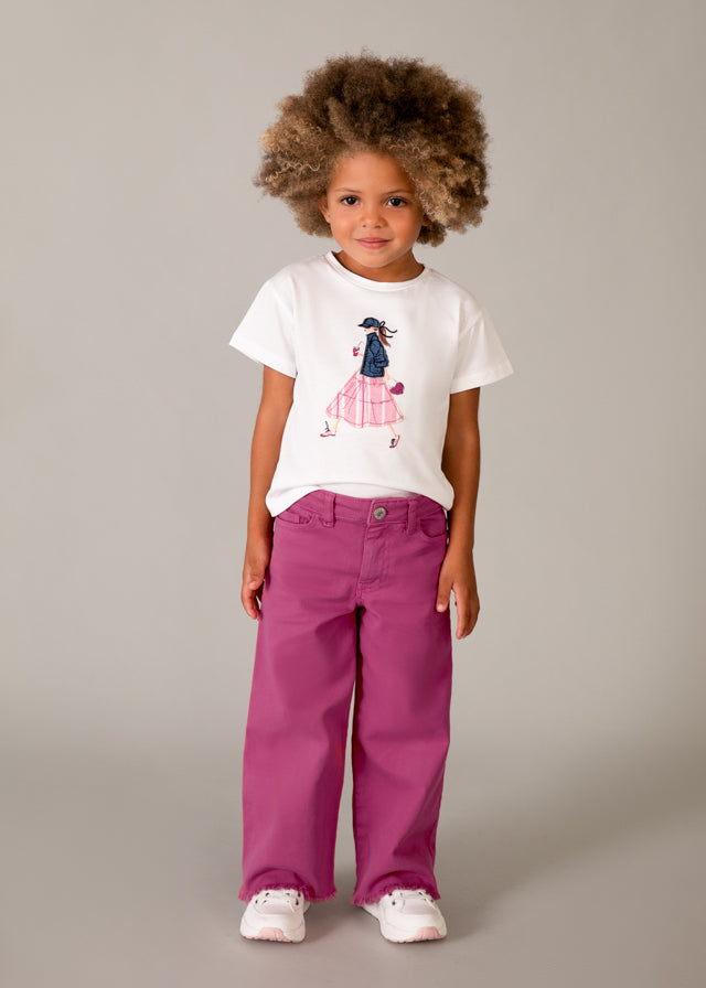 Calça sarja c/ pernas largas - mayoral - Mini Menina - SS26-3588