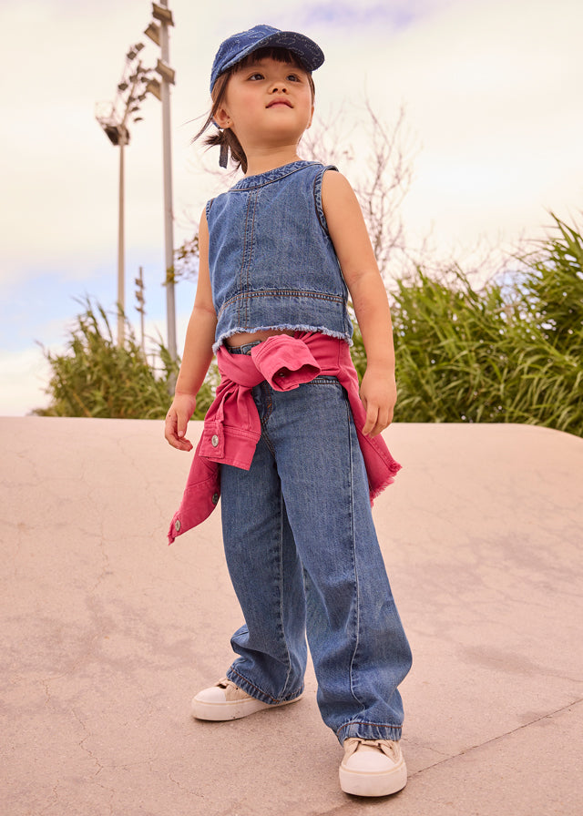 Calça denim fluida - mayoral - Mini Menina - SS26-3590