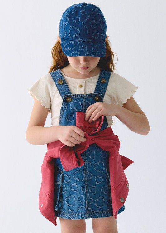 Saia de peito denim corações - mayoral - Mini Menina - SS26-3910