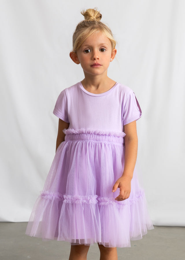 Vestido combinado - mayoral - Mini Menina - SS26-3915