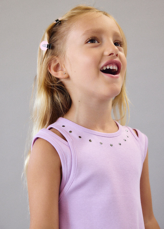 Vestido c/ recorte cravejado - mayoral - Mini Menina - SS26-3938