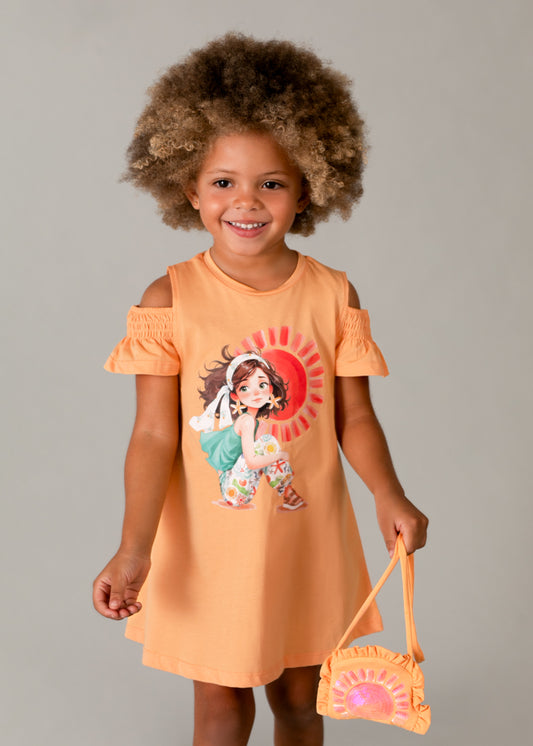 Vestido recortado c/ bolsa - mayoral - Mini Menina - SS26-3941