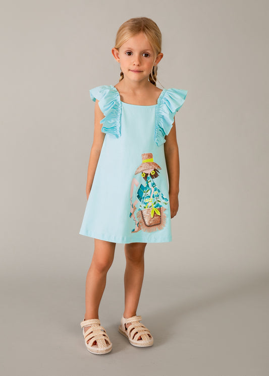 Vestido folhos - mayoral - Mini Menina - SS26-3943