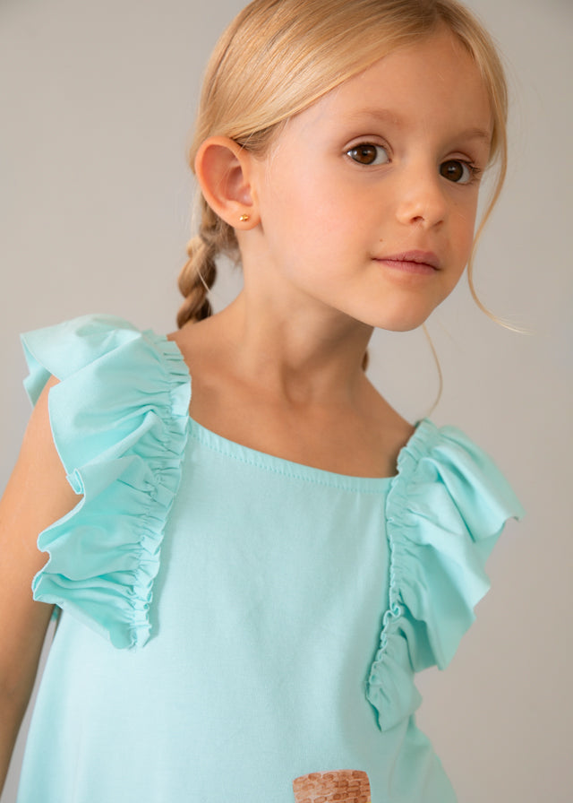 Vestido folhos - mayoral - Mini Menina - SS26-3943