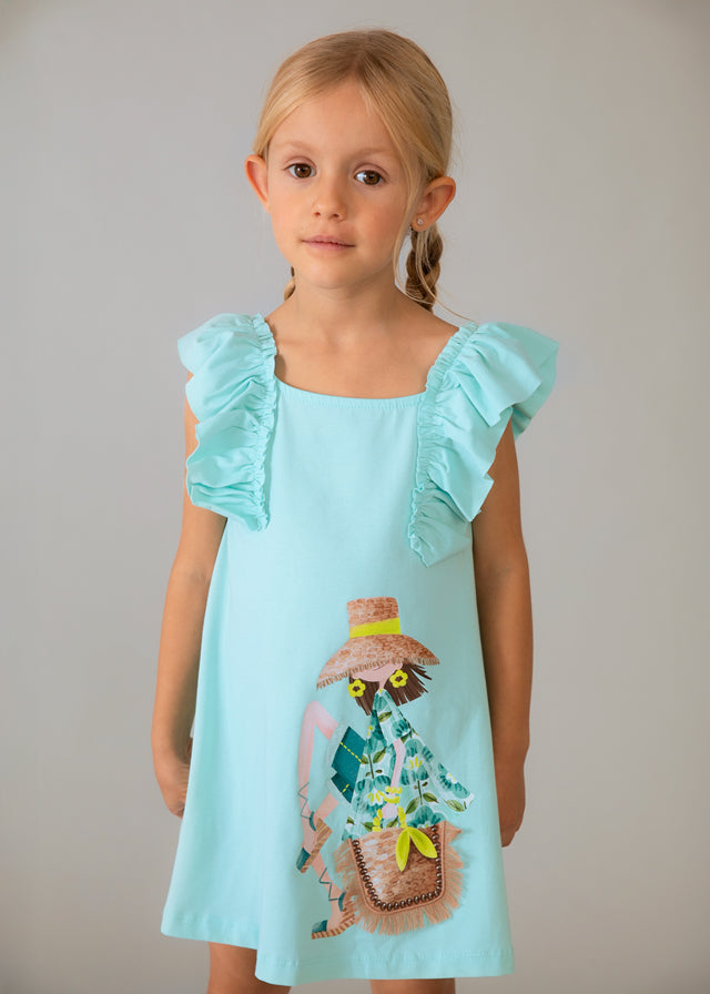 Vestido folhos - mayoral - Mini Menina - SS26-3943