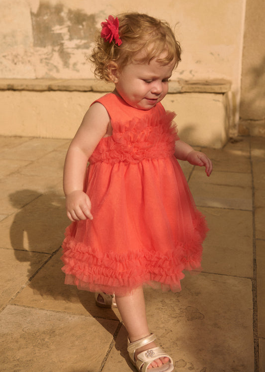 Vestido tule folhos - Abel & Lula - A&L Baby Menina - SS26-5014