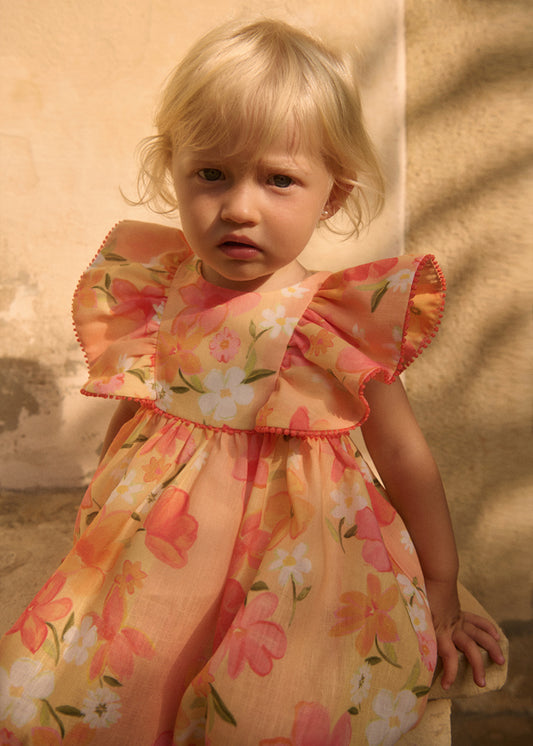 Vestido rustico estampado - Abel & Lula - A&L Baby Menina - SS26-5020