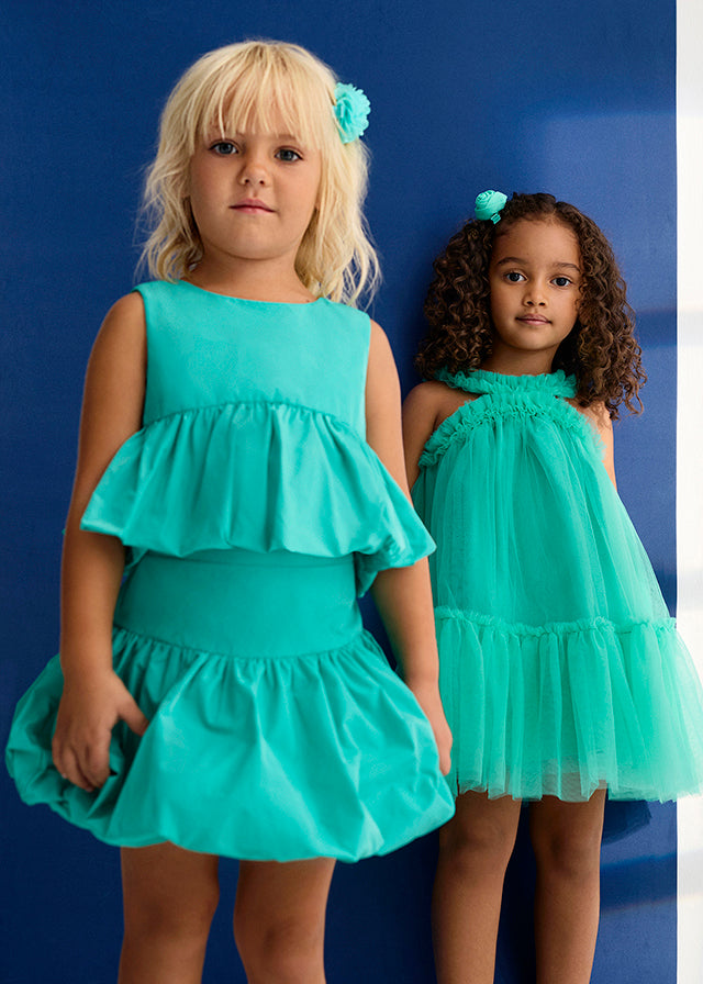 Vestido tule folhos - Abel & Lula - A&L Mini Menina - SS26-5036