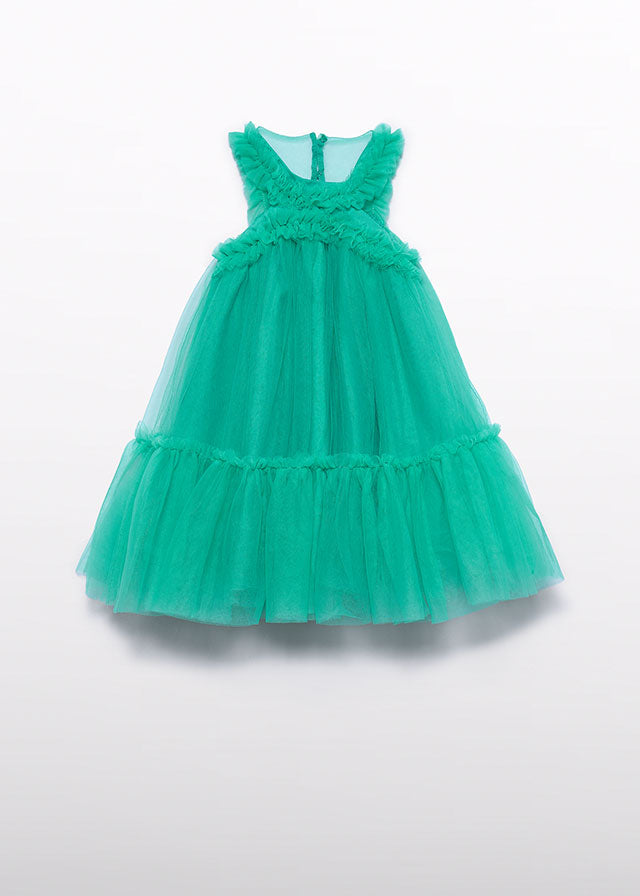 Vestido tule folhos - Abel & Lula - A&L Mini Menina - SS26-5036