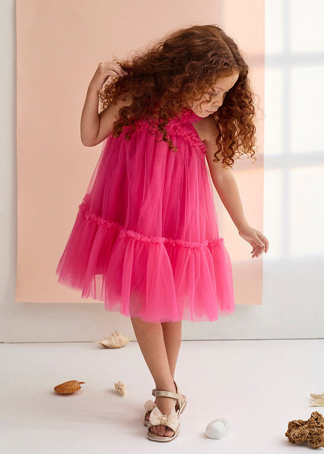 Vestido tule folhos - Abel & Lula - A&L Mini Menina - SS26-5036