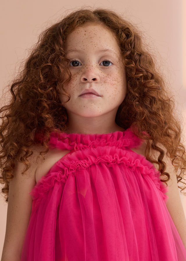 Vestido tule folhos - Abel & Lula - A&L Mini Menina - SS26-5036