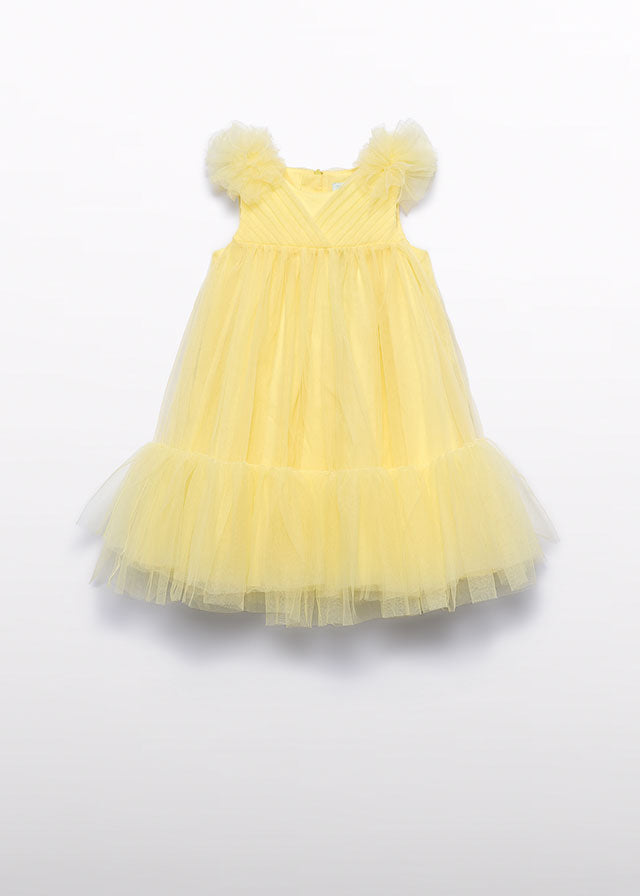 Vestido tule folhos - Abel & Lula - A&L Mini Menina - SS26-5039