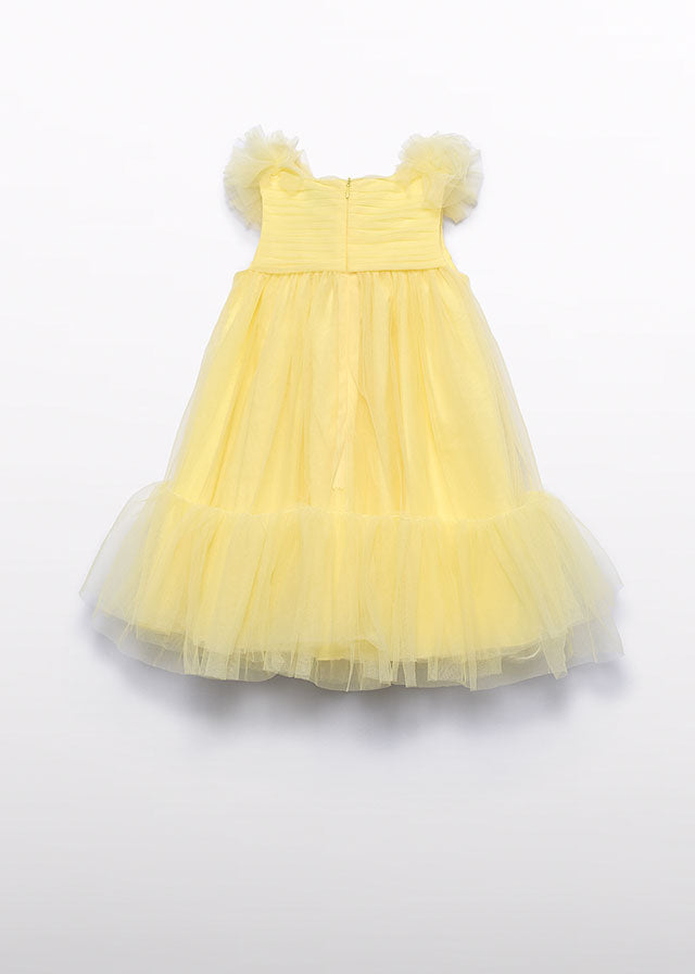 Vestido tule folhos - Abel & Lula - A&L Mini Menina - SS26-5039