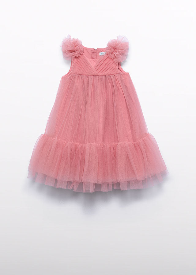 Vestido tule folhos - Abel & Lula - A&L Mini Menina - SS26-5039